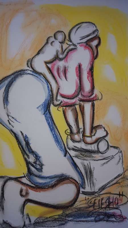 Original Selesho- BIG  Painting -X LARGE- 600MMX 420MM-VALUED AT R2000