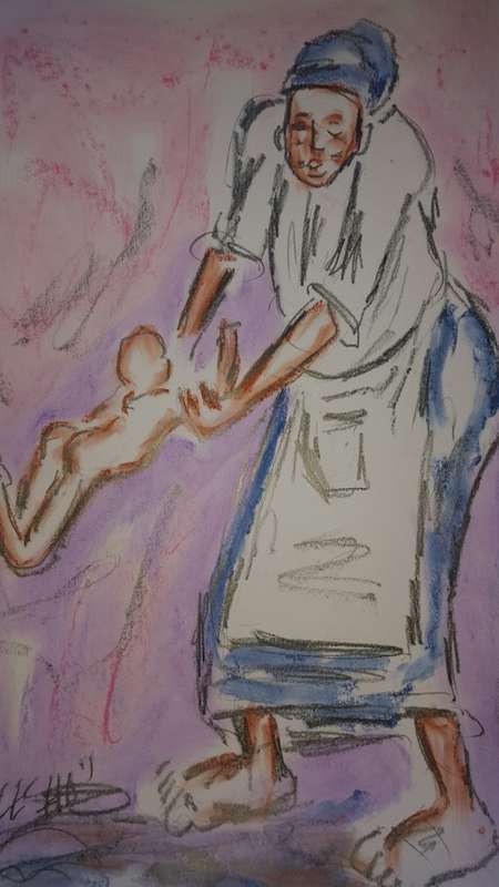 Original Selesho- BIG  Painting -X LARGE- 600MMX 420MM-VALUED AT R2000