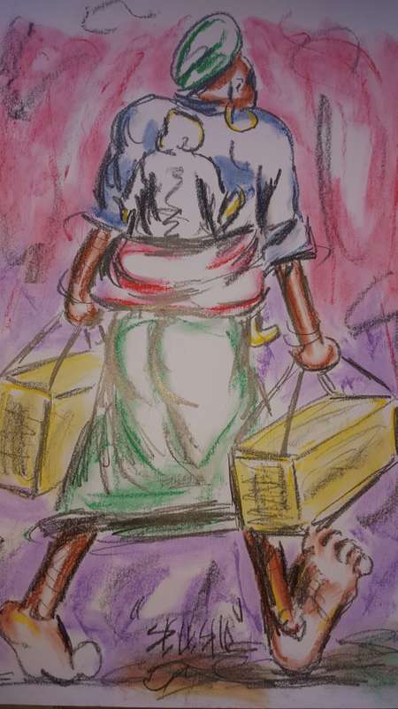 Original Selesho- BIG  Painting -X LARGE- 600MMX 420MM-VALUED AT R2000