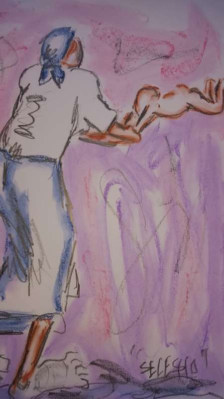 Original Selesho- BIG  Painting -X LARGE- 600MMX 420MM-VALUED AT R2000