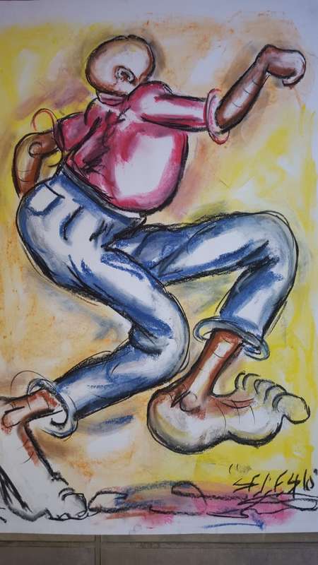 late entry Original Selesho- BIG  Painting -X LARGE- 600MMX 420MM-VALUED AT R2000