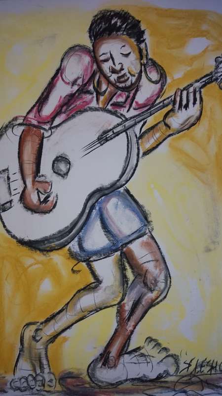 SELESHO-BIG  Painting -X LARGE- 600MMX 420MM-VALUED AT R5000
