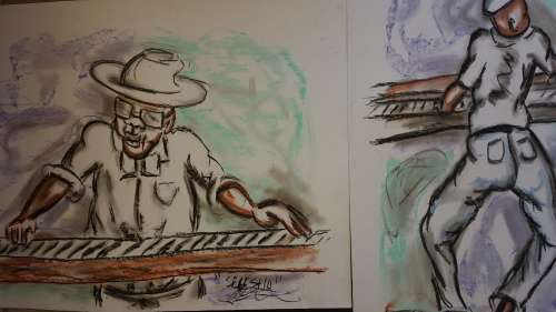 SELESHO-2 x BIG  Paintings-CHRISTMAS SPECIAL -X LARGE- 600MMX 420MM-VALUED AT R5000