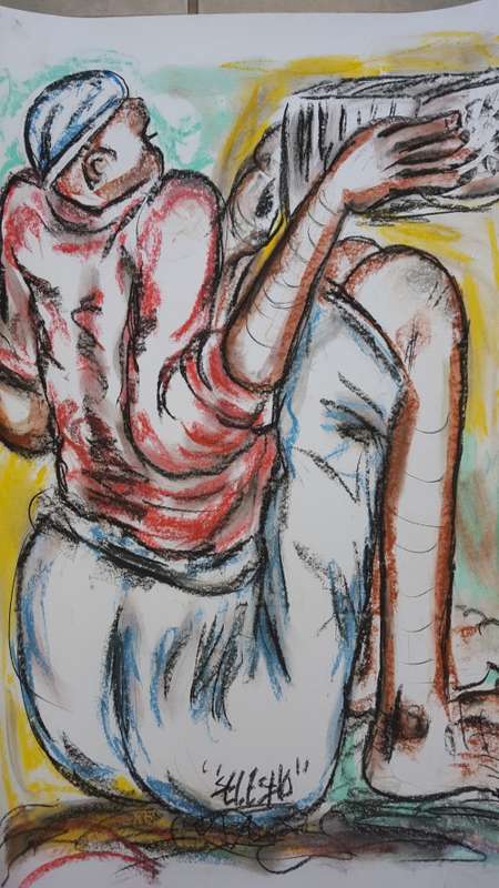 SELESHO -BIG Painting-CHRISTMAS SPECIAL -X LARGE- 600MMX 420MM-VALUED AT R5000