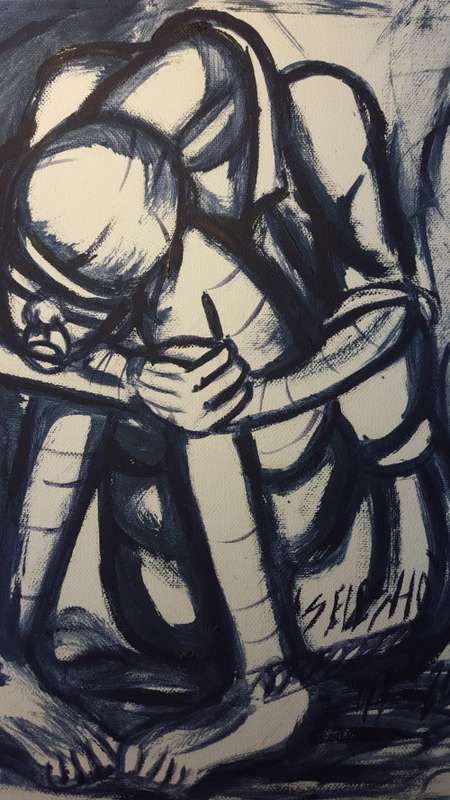 SELESHO  -OIL PAINTING - 260MM X 360MM-VALUED AT R5000