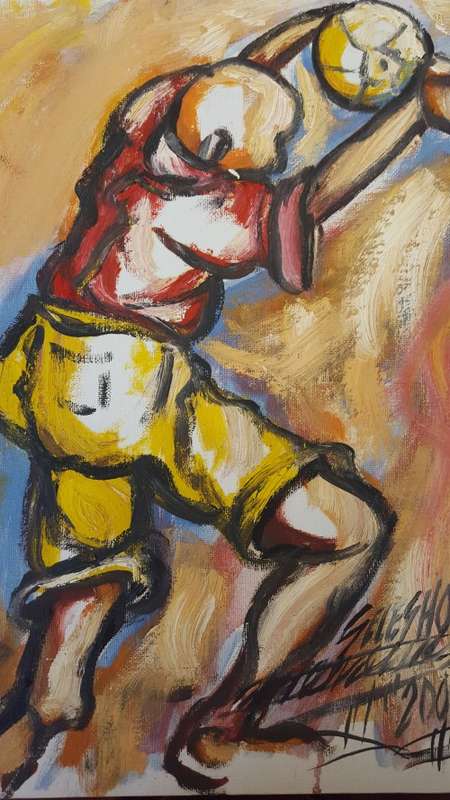 SELESHO  -OIL PAINTING - 300MM X 410MM-VALUED AT R5000