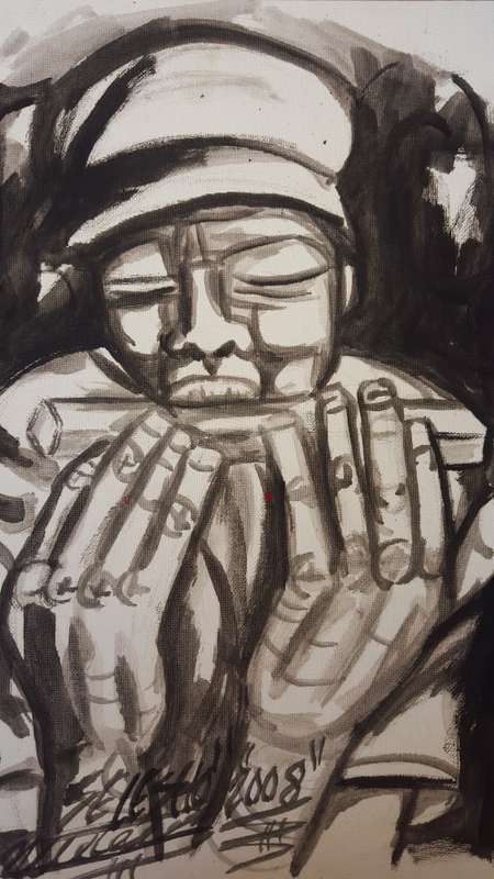 SELESHO  -OIL PAINTING - 300MM X 410MM-VALUED AT R5000