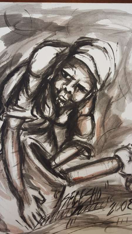 SELESHO  -OIL PAINTING - 300MM X 410MM-VALUED AT R5000