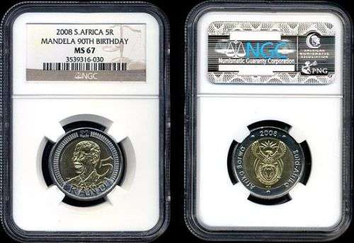 MANDELA MS67 NGC GRADED  UNCIRCULATED BIRTHDAY  2008 COIN