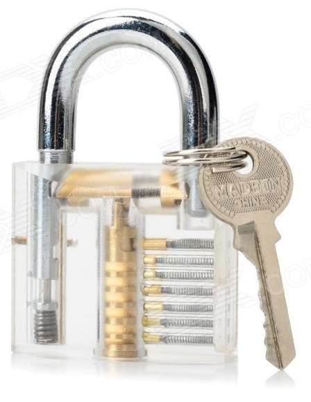 Transparant Training Practice Pad Lock and 9 Piece Advanced Lock Picks Set (Like New)