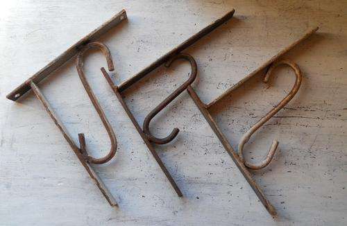 3 Old Metal Wall Hooks/Brackets
