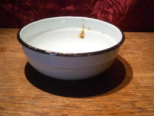 Light blue round enamel bowl