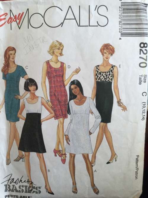 Sewing pattern McCall`s 8270, ladies dress, size 10,12,14