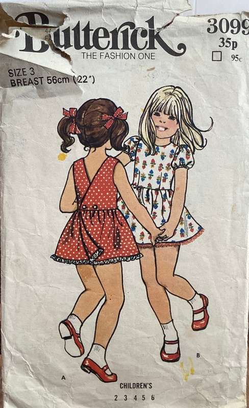 Sewing pattern Butterick 3099, childrens dress & bloomers, size 3