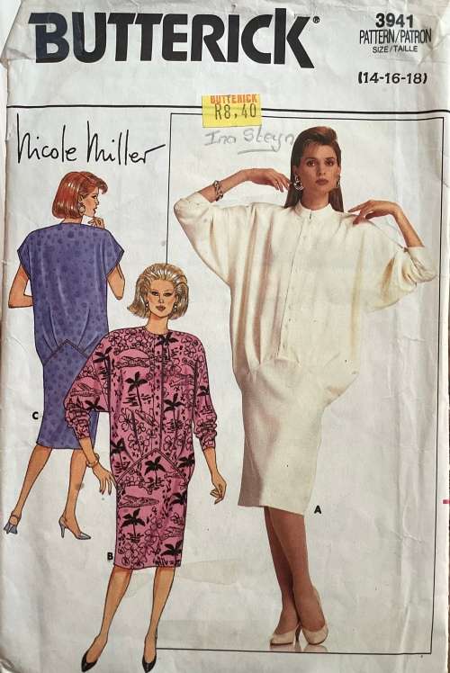 Sewing pattern Butterick 3941, ladies dress, size 14-18