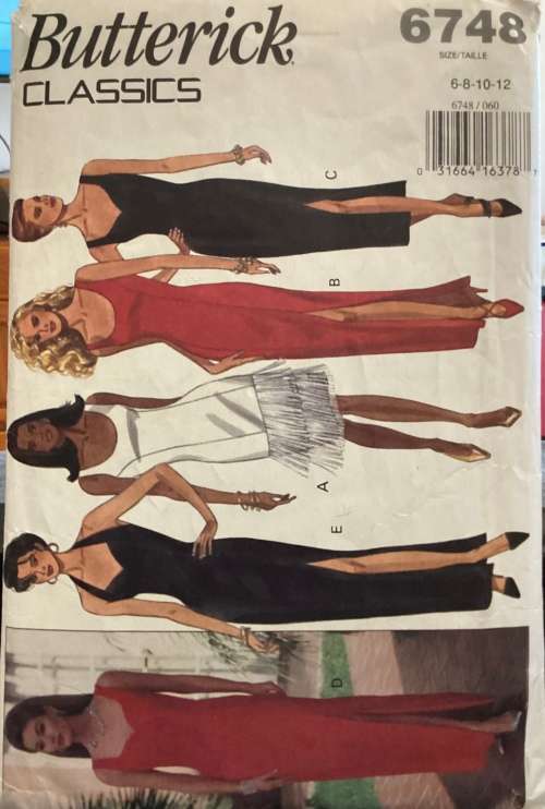 Sewing pattern Butterick 6748, ladies dress, size 6-12