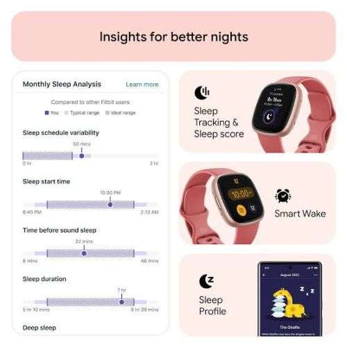 Fitbit Versa 4 (Pink Sand/ Copper Rose Aluminium)