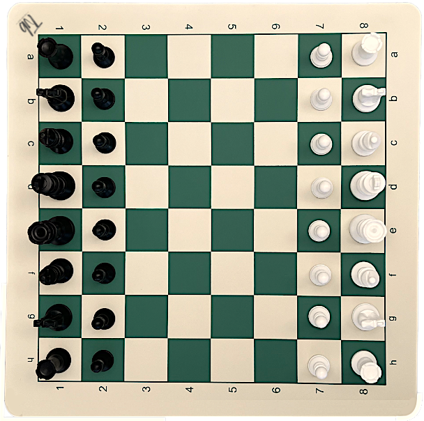 Rollable Standard Tournament Vinyl Chess Board & Pieces - Green & Off White