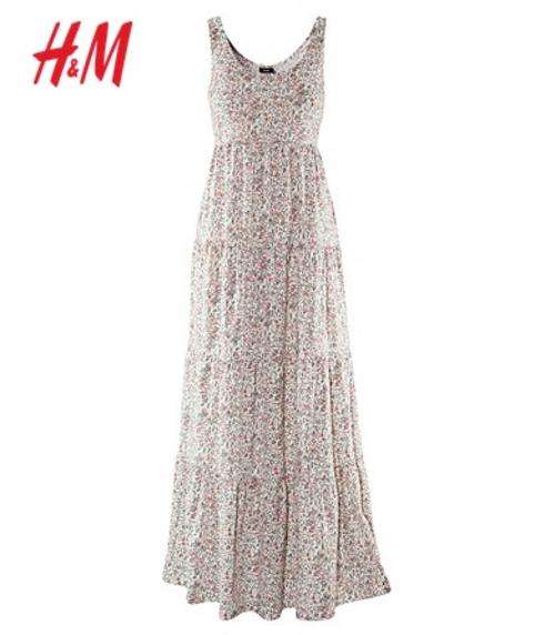 H&M Floral Tiered Maxi Dress*Cream and Pastel Colour* Size XS* Brand New!