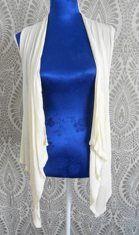 SALE!! Drape Waterfall Waistcoat* Vest* Lace Back* Pale yellow* Size XS/S