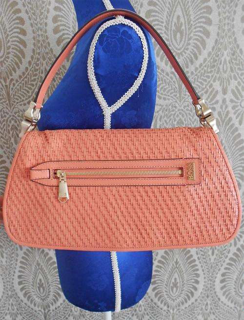 HUGO BOSS Coral Pink Woven Leather Bag* Large Purse* LUXURY* 100% Authentic* Brand new!