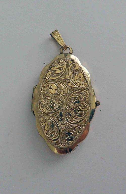 Antique Gold Coloured Floral Engraved Photo Medallion