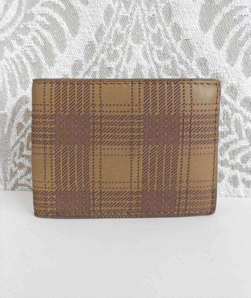 Authentic FOSSIL Mens Brown Wallet* Check Pattern* Brand NEW*