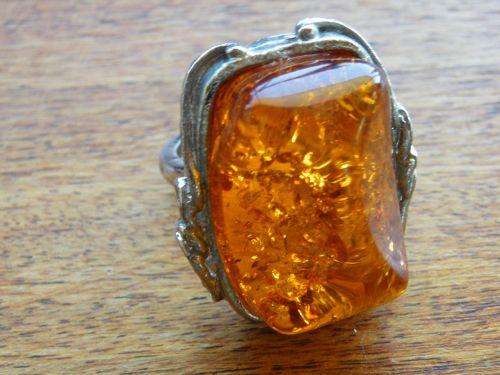 Amber Ring set in German Silver