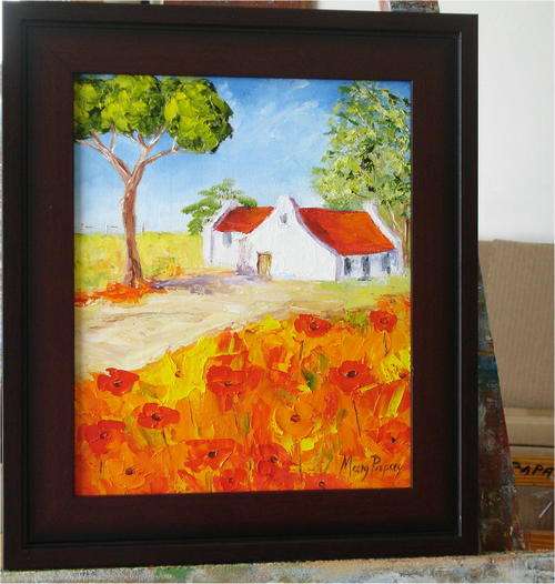 Farm house2, framed oil painting by Mary Papas