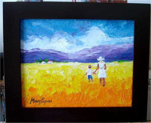 A walk in the country, oil painting by Mary Papas