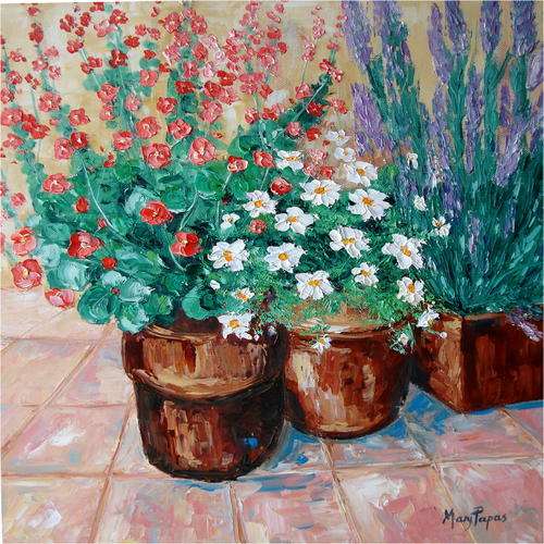 Pot Plants,  oil painting by Mary Papas>>WEEKEND SPECIAL-REDUCED!!!<<
