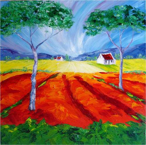 A country scene, oil painting by Mary Papas$$$WEEKEND SPECIAL!!!