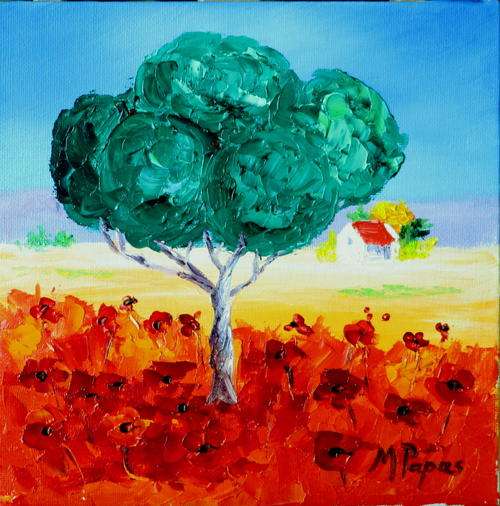 The big green tree,  oil painting by Mary Papas