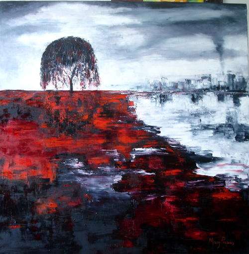 Crying Willow 2 - abstract oil painting by Mary Papas>>SPECIAL!!!