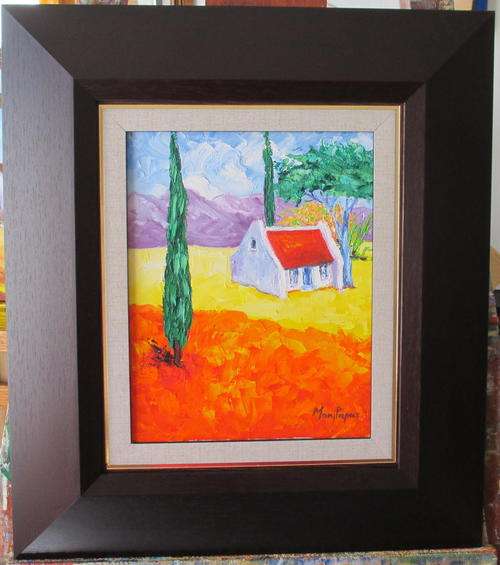 Little Cottage 2, framed oil painting by Mary Papas