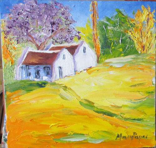 Cottage with Jacaranda Tree 1,  oil painting by Mary Papas