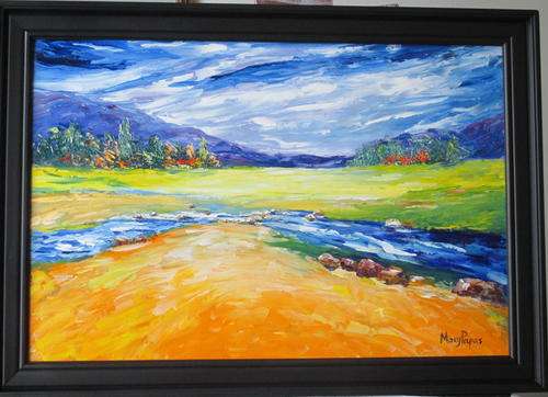 Country Scene 5, framed oil painting by Mary Papas>>special<<