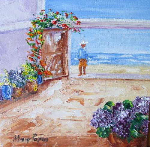The Beach House, oil painting by Mary Papas