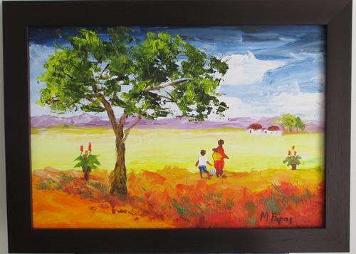 Rural Country,  framed oil painting by Mary Papas