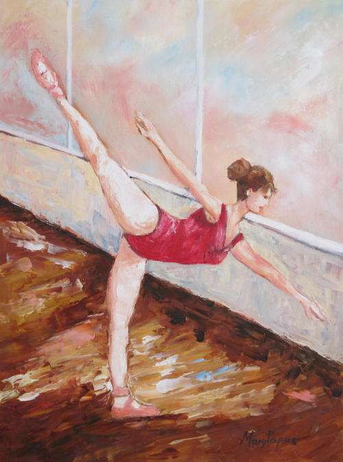 Ballet Practice ,oil painting by Mary Papas