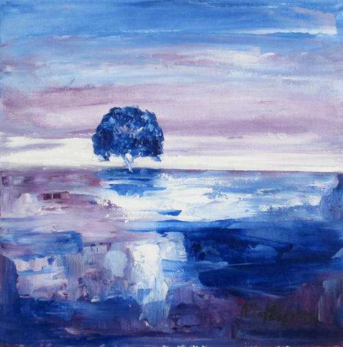 Purple Sunrise 2, oil painting by Mary Papas