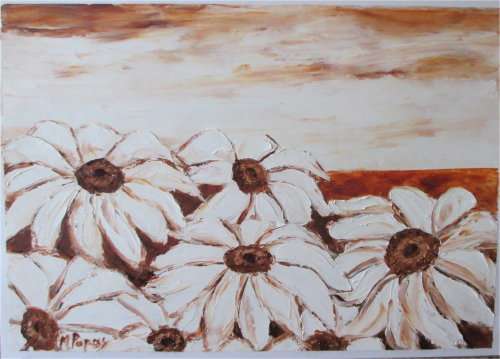 Field of Daisies, oil painting by Mary Papas