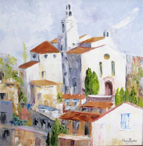 At the Top of the Hill, oil painting by artist Mary Papas,