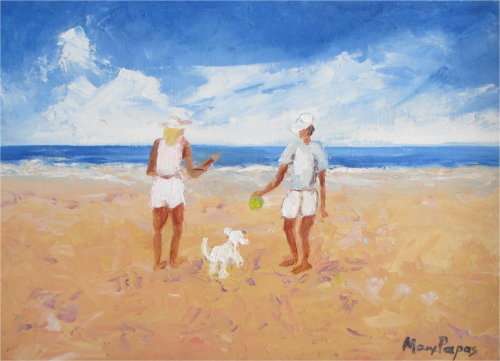 Beach Games, oil by Mary Papas
