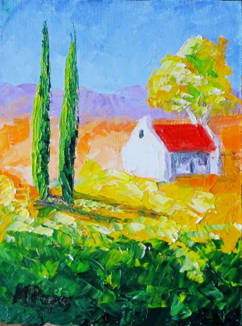 Cottage 2, oil painting by artist Mary Papas