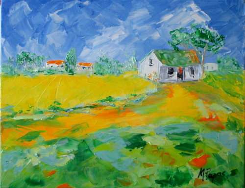 Farmhouse, oil painting by Mary Papas
