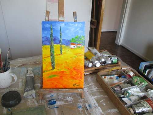 Small Country Scene 2, oil painting by artist Mary Papas