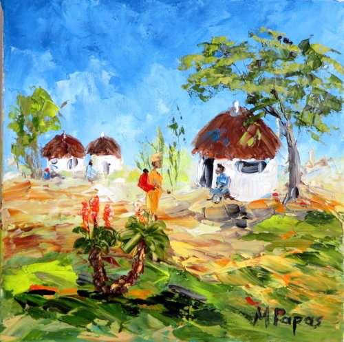 Rural Scene 2, oil painting by artist Mary Papas