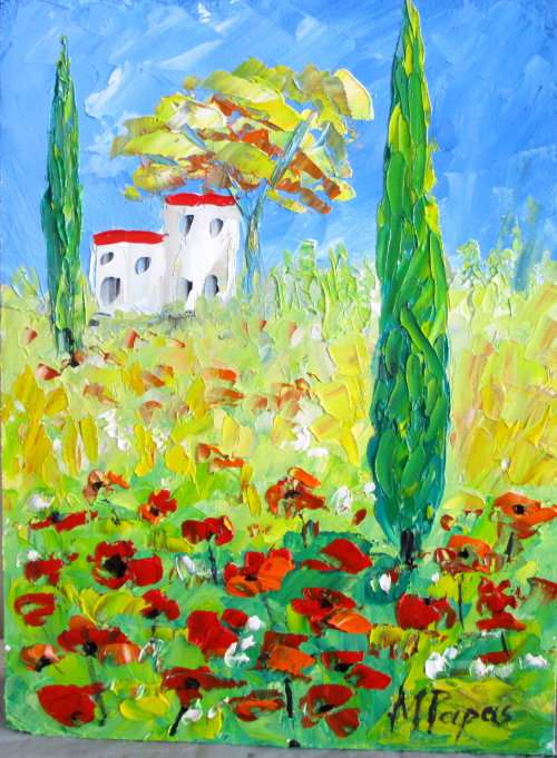 Small Country Scene 5, oil painting by Mary Papas