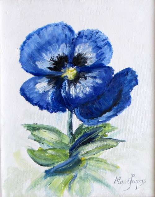 pansy, oil painting by artist Mary Papas